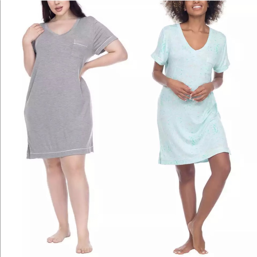 Honeydew 2 Pack Ladies Pullover Lounge Sleep Shirt short Sleeve V Neck Comfy New